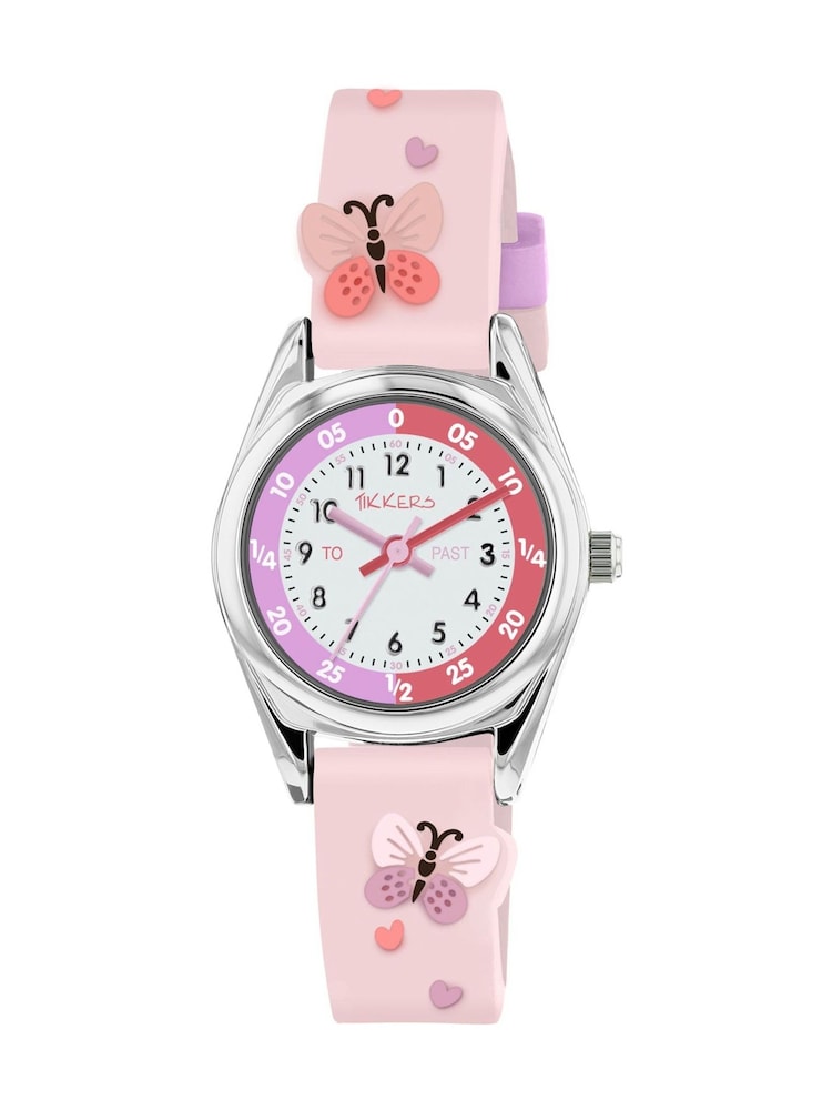 Peers Hardy Pink Tikkers Strap Silver Time Teacher Butterfly Watch - Image 1 of 5