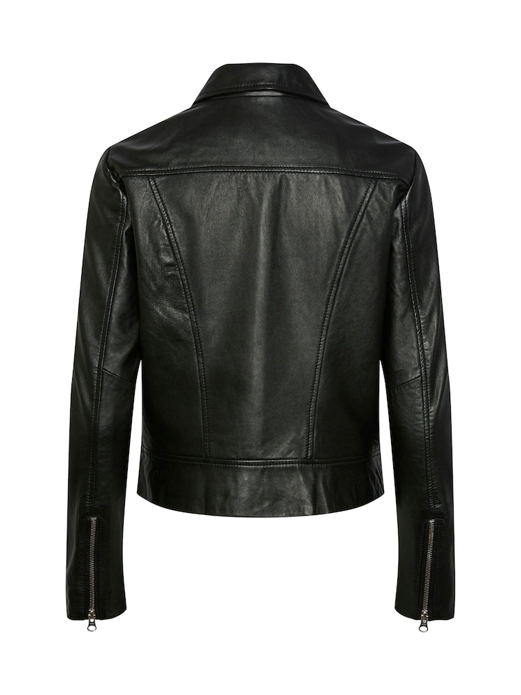 PIECES Black Real Leather Biker Jacket - Image 7 of 7 PIECES Black Real Leather Biker Jacket - Image 7 of 7