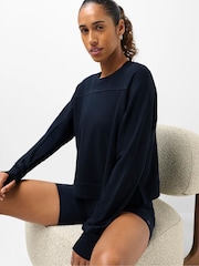 Sweaty Betty Blue After Class Yoke Crop Sweatshirt - Image 1 of 6