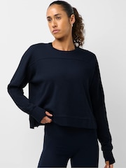 Sweaty Betty Blue After Class Yoke Crop Sweatshirt - Image 3 of 6