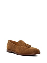 Rjav Chrome - Dune London Sandders Usnjeni podplat Tassel mokasini - Slika 3 iz 6