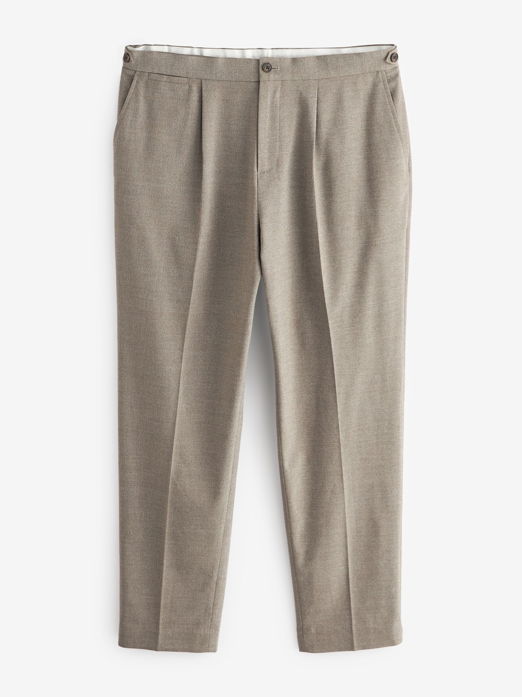 BELTED HERRINGBONE PANTS