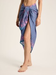 Joules Thornham Blue & Pink Printed Sarong Scarf - Image 2 of 5
