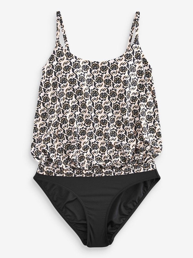 Ecru/Black Blouson Shaping Swimsuit - Image 5 of 5