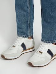 Dune London White Standard Fit Treck Stripe Webbing Runner Trainers - Image 1 of 6