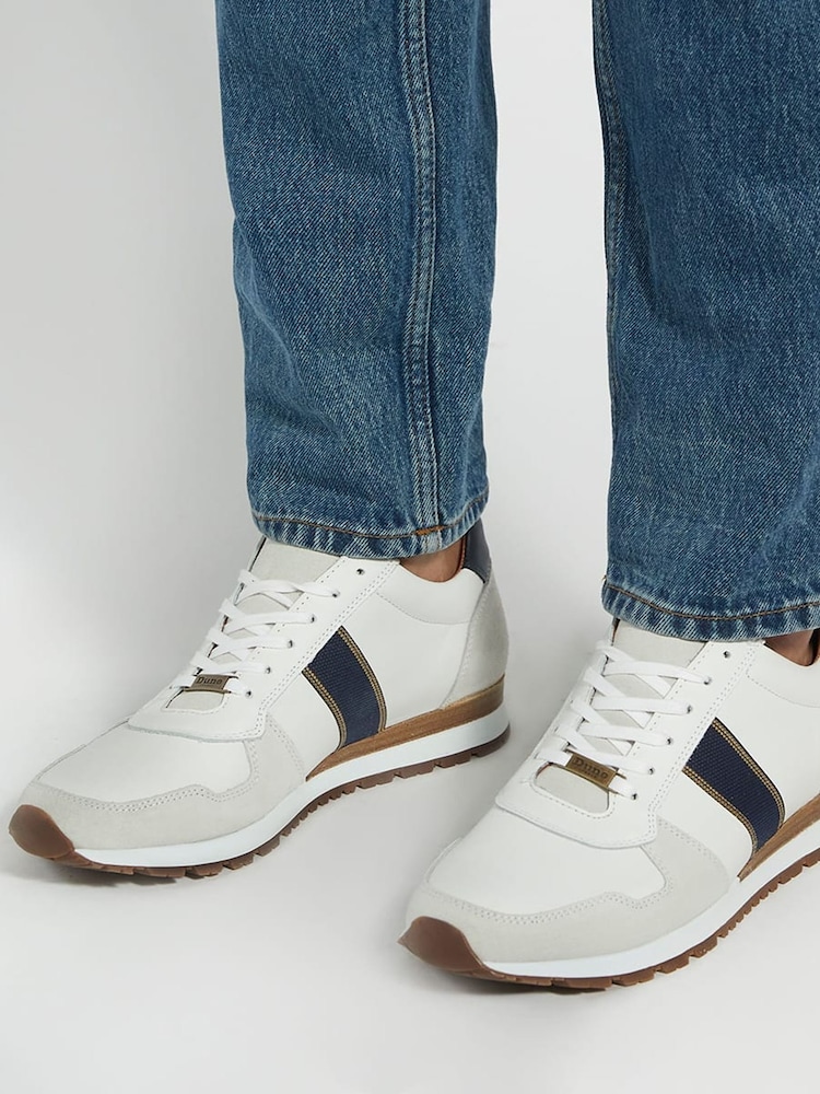Dune London White Standard Fit Treck Stripe Webbing Runner Trainers - Image 1 of 6