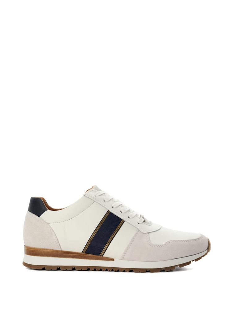 Dune London White Standard Fit Treck Stripe Webbing Runner Trainers - Image 3 of 6