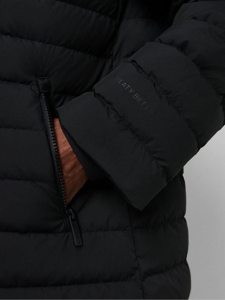 Sweaty Betty Black Nimbus Lightweight Longline Puffer Jacket - Image 6 of 6