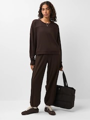 Sweaty Betty Brown After Class Yoke Crop Sweatshirt - Image 3 of 6