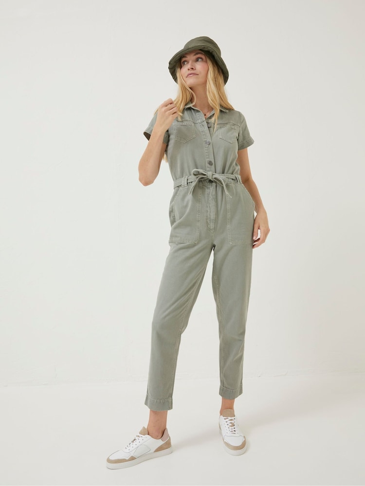 FatFace Green Imogen Short Sleeve Boilersuit - Image 1 of 6