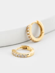 Estella Bartlett Gold Pave Set Hoop Earrings with White CZ - Image 1 of 4