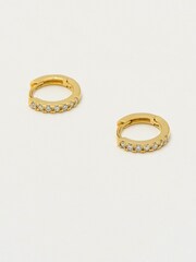 Estella Bartlett Gold Pave Set Hoop Earrings with White CZ - Image 3 of 4