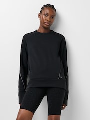 Sweaty Betty Black Tempo Train Adjustable Crew Neck Sweatshirt - Image 1 of 5
