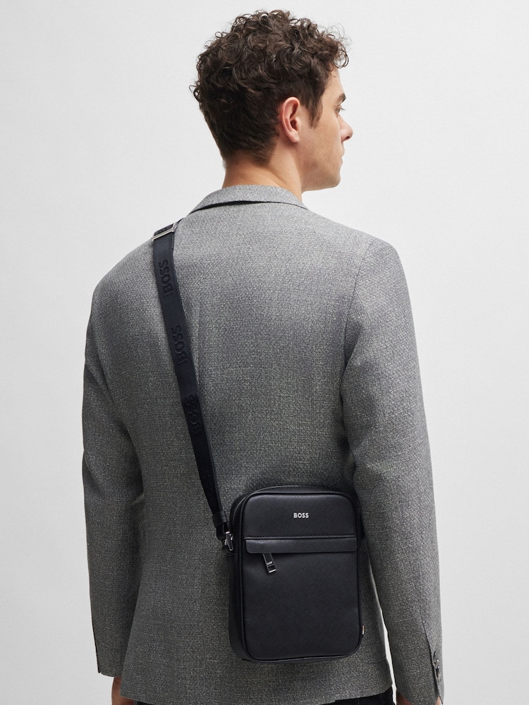 BOSS Black Leather Logo Reporting Bag - Image 1 of 10
