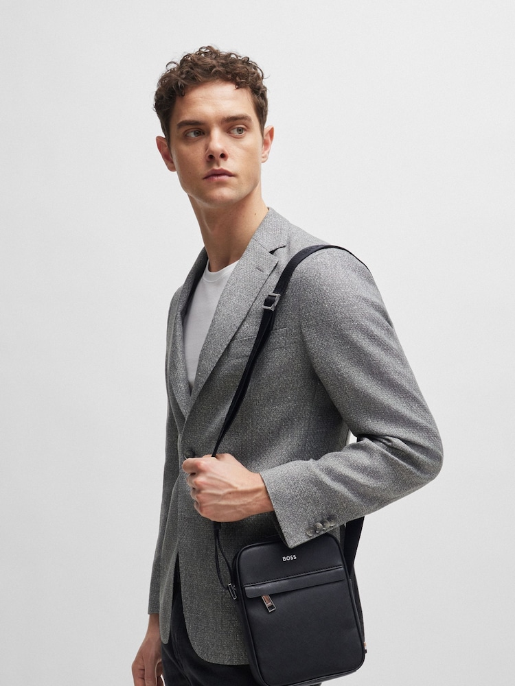 BOSS Black Leather Logo Reporting Bag - Image 2 of 10 BOSS Black Leather Logo Reporting Bag - Image 2 of 10