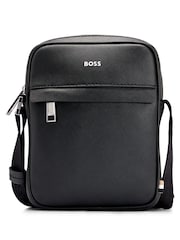 BOSS Black Leather Logo Reporting Bag - Image 3 of 10