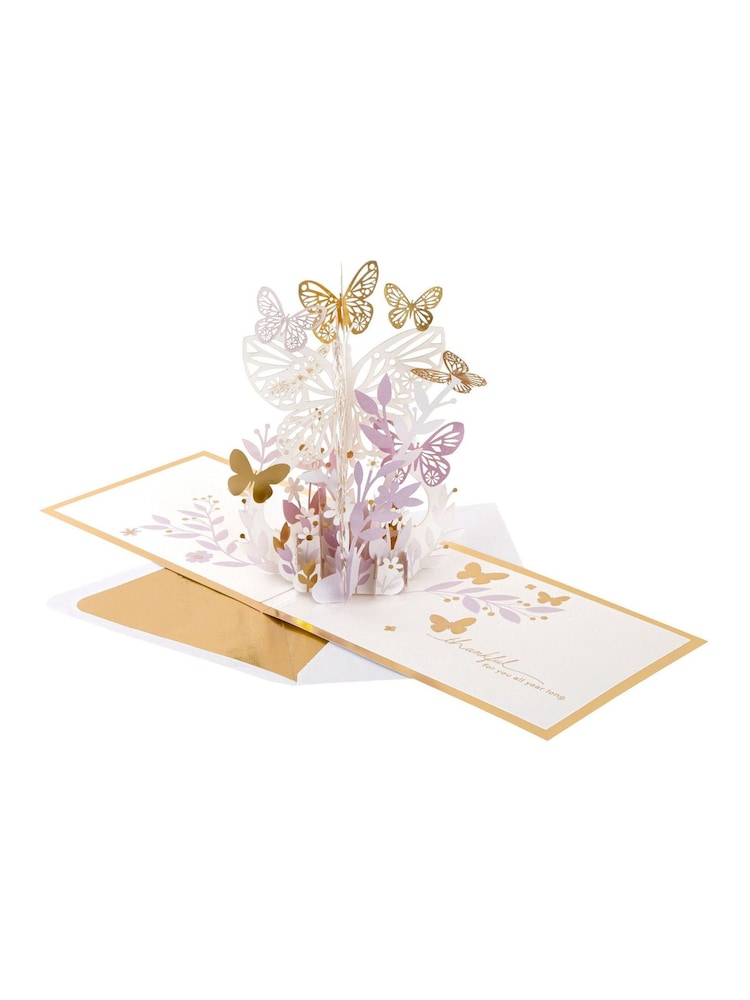 Hallmark White Birthday Card Butterflies 3D Pop-Up Design - Image 2 of 4 Hallmark White Birthday Card Butterflies 3D Pop-Up Design - Image 2 of 4
