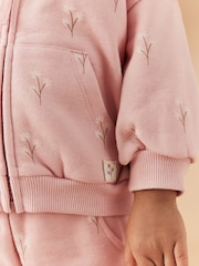 Pink Floral Zip Through Hoodie (3mths-7yrs) - Image 4 of 7