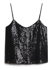 Superdry Black Sequin Cami Vest Top - Image 4 of 6