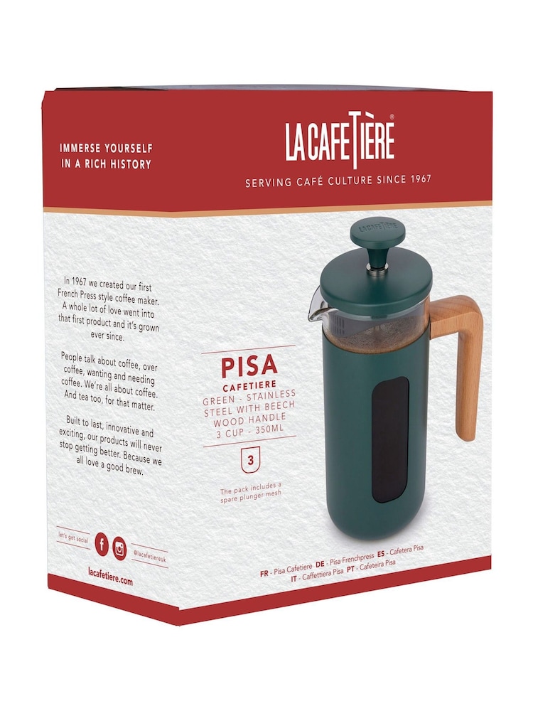 La Cafetiere Green Pisa 3 Cup Glass Cafetiere - Image 6 of 6