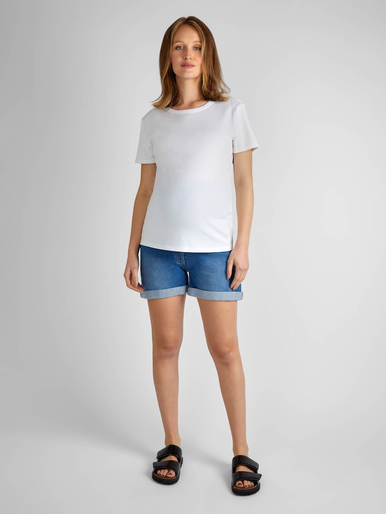 Azul con lavado claro - JoJo Maman Bébé Pantalones cortos de maternidad denim - Imagen 1 de 5