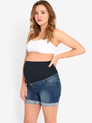 JoJo Maman Bébé Light Wash Mid Wash Denim Maternity Shorts - Image 14 of 18