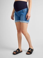 JoJo Maman Bébé Light Wash Mid Wash Denim Maternity Shorts - Image 8 of 18
