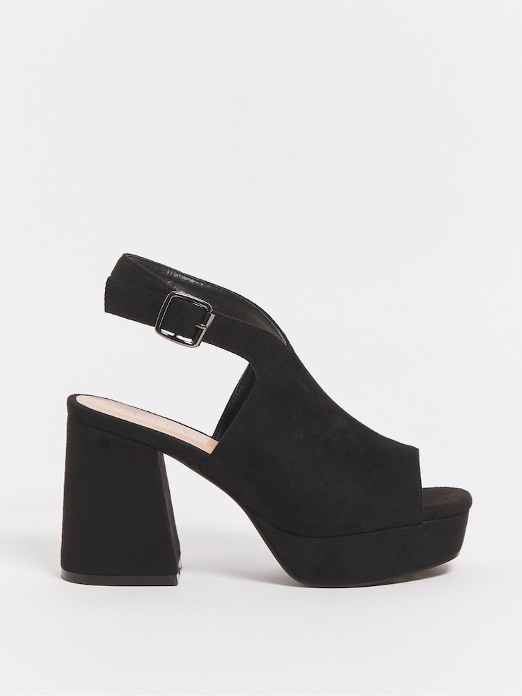Simply Be Black Scoop Front Boots In Extra Wide Fit - Image 1 of 2