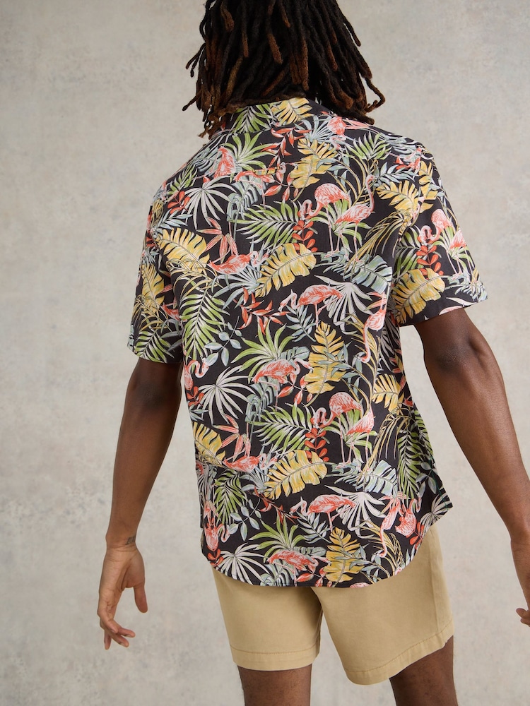 White Stuff Black Flamingo Printed Shirt - Image 2 of 7 White Stuff Black Flamingo Printed Shirt - Image 2 of 7
