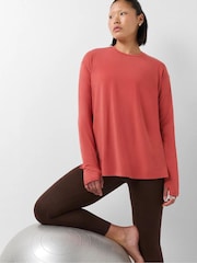 Sweaty Betty Red Soft Flow Studio Longline Long Sleeve Top - Image 1 of 6