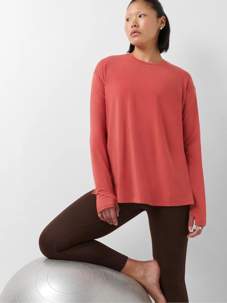 Sweaty Betty Red Soft Flow Studio Longline Long Sleeve Top - Image 1 of 6 Sweaty Betty Red Soft Flow Studio Longline Long Sleeve Top - Image 1 of 6