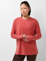 Sweaty Betty Red Soft Flow Studio Longline Long Sleeve Top - Image 3 of 6