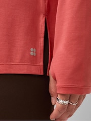 Sweaty Betty Red Soft Flow Studio Longline Long Sleeve Top - Image 5 of 6