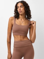 Sweaty Betty Chestnut Brown Ultimate Studio Ruched Bra - Image 1 of 6