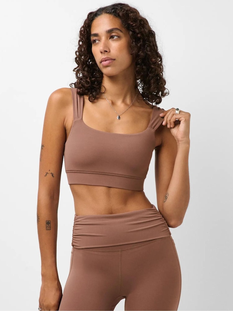 Sweaty Betty Chestnut Brown Ultimate Studio Ruched Bra - Image 1 of 6