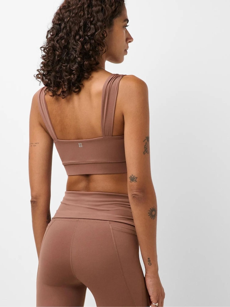 Sweaty Betty Chestnut Brown Ultimate Studio Ruched Bra - Image 2 of 6