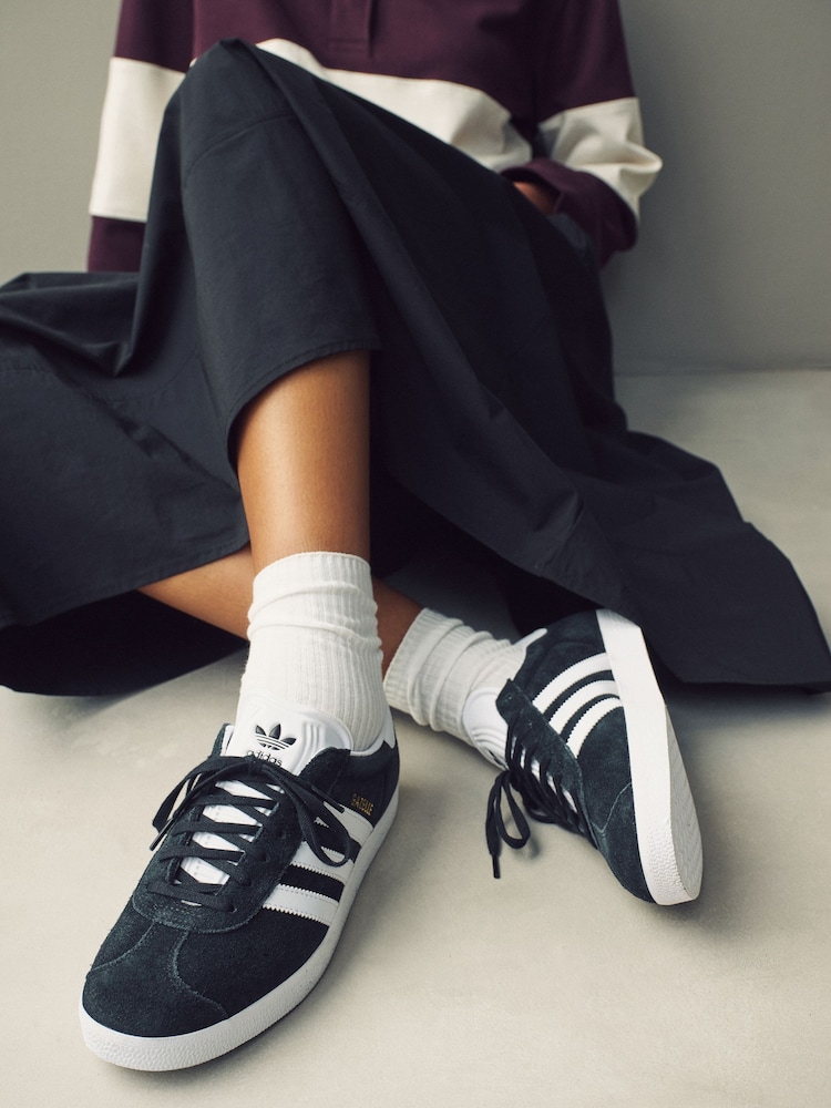 adidas Originals Black/White Gazelle Trainers - Image 11 of 11