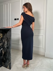 Girl In Mind Blue Donna Asymetric neckline Midi Dress - Image 4 of 4