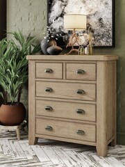 K Interiors Brown Embleton Solid Wood 2 Over 3 Chest of Drawers - Image 1 of 4