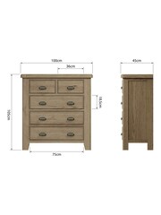 K Interiors Brown Embleton Solid Wood 2 Over 3 Chest of Drawers - Image 4 of 4