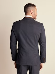 Navy Blue Slim Fit Herringbone Suit Jacket - Image 3 of 10