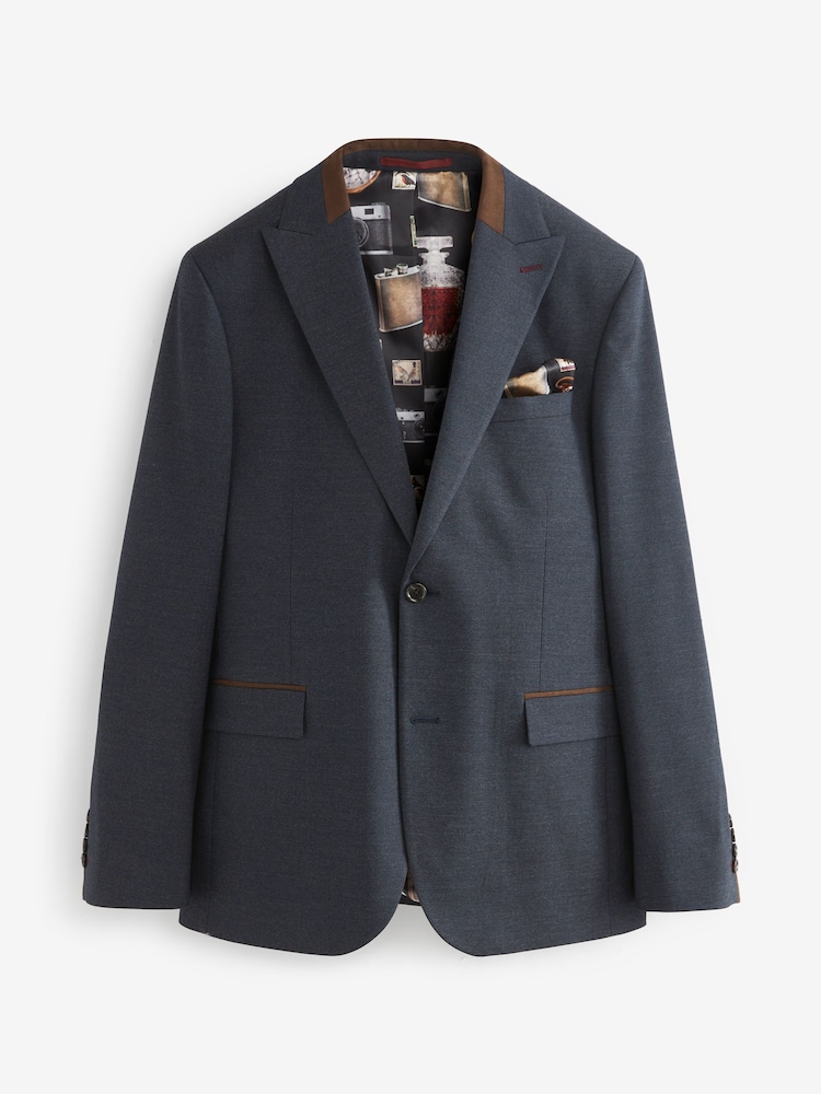 Bleu marine - Slim Fit (Slim Fit) - Veste de costume à chevrons - Image 4 of 10