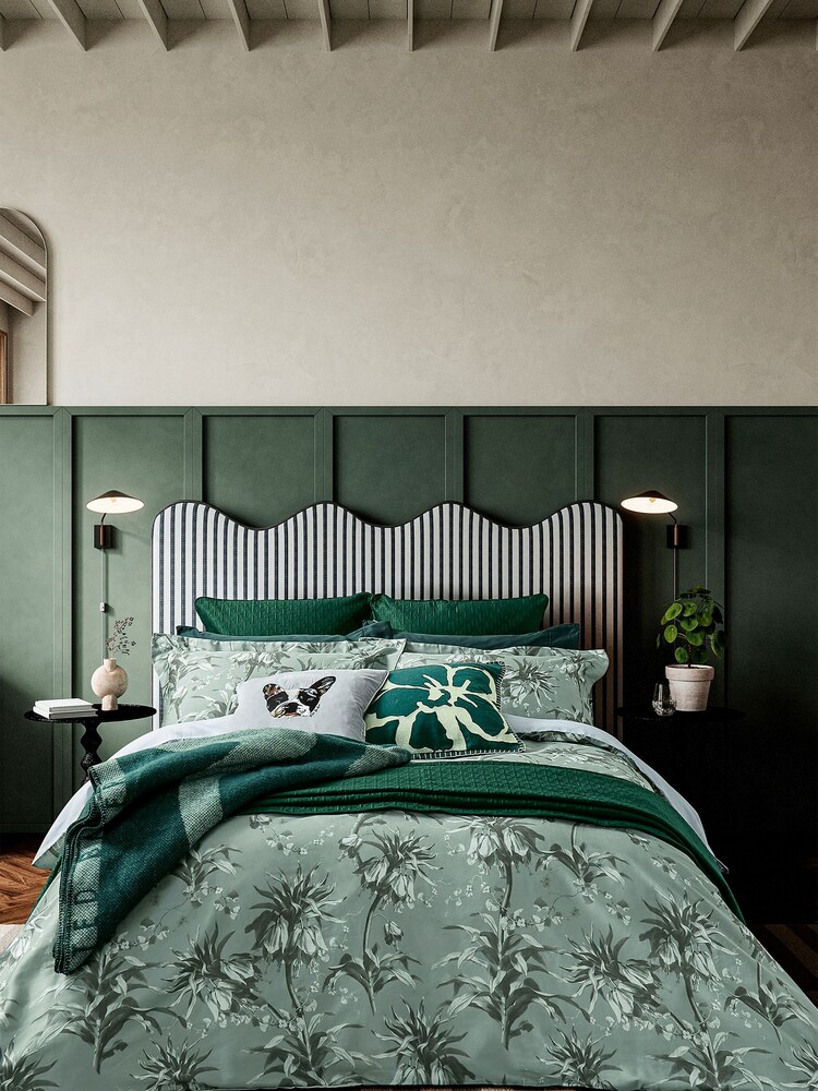 Ted Baker Green 100% Cotton Belmar Floral Duvet Cover and Pillowcase Set - Image 1 of 5