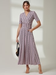 Pink - Jolie Moi kurzärmeliges Maxikleid mit V-Ausschnitt - Bild 1 von 6
