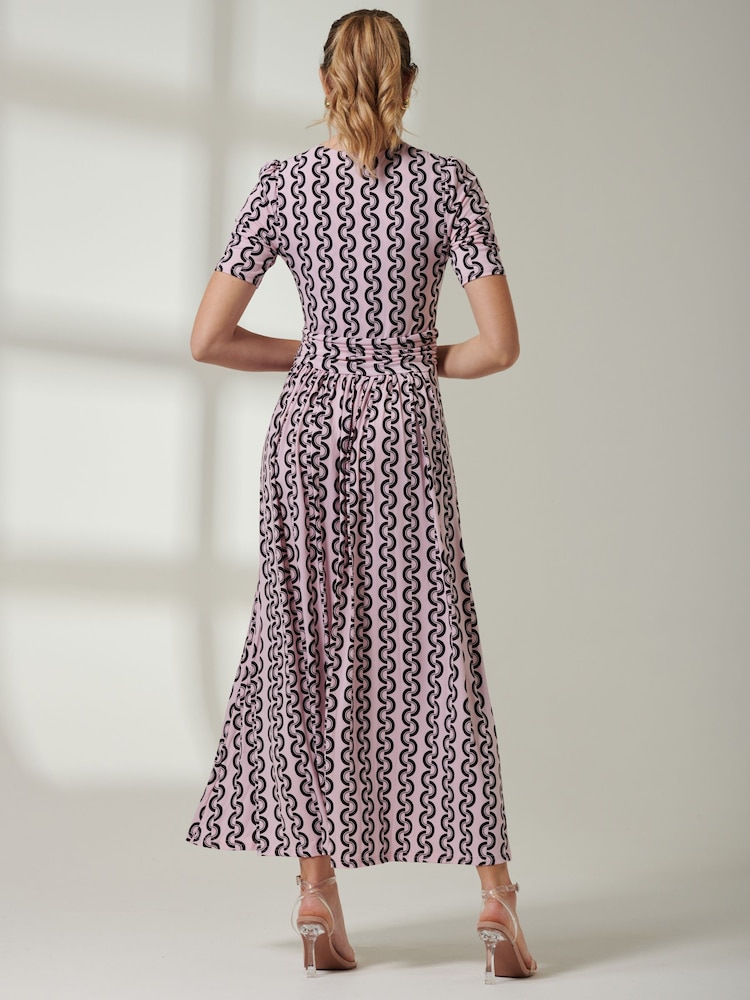 Pink - Jolie Moi kurzärmeliges Maxikleid mit V-Ausschnitt - Bild 2 von 6