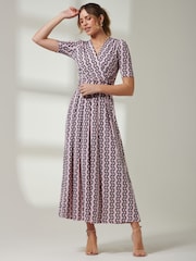 Pink - Jolie Moi kurzärmeliges Maxikleid mit V-Ausschnitt - Bild 4 von 6