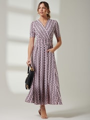 Pink - Jolie Moi kurzärmeliges Maxikleid mit V-Ausschnitt - Bild 5 von 6