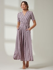 Pink - Jolie Moi kurzärmeliges Maxikleid mit V-Ausschnitt - Bild 6 von 6