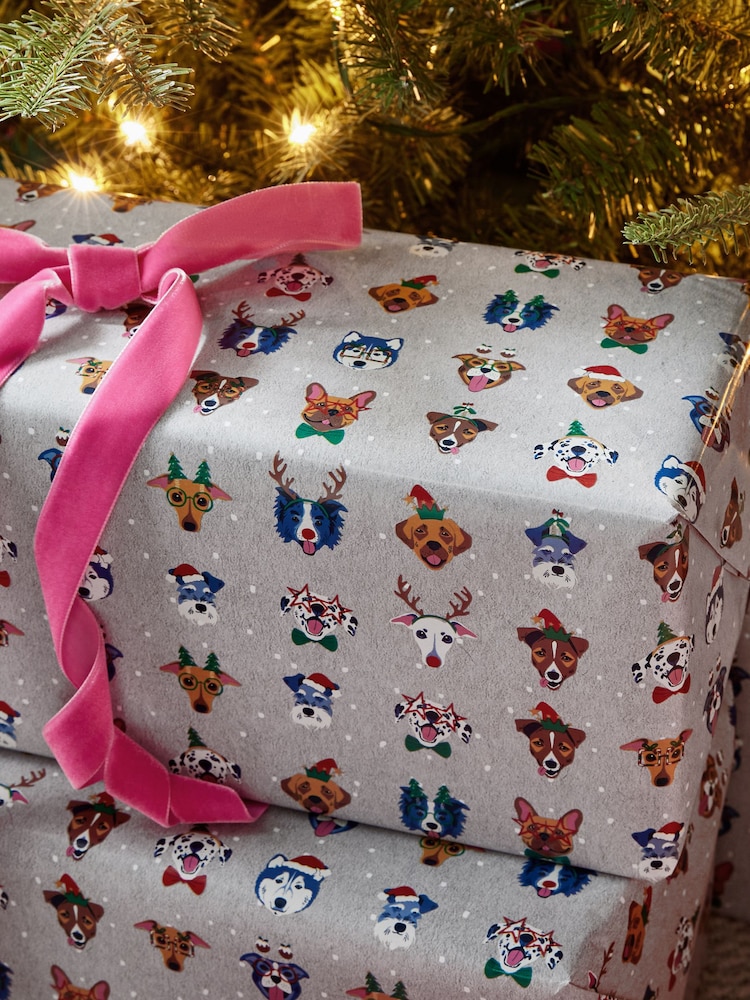Grey Dogs Extra Wide, 10m Christmas Wrapping Paper - Image 2 of 4