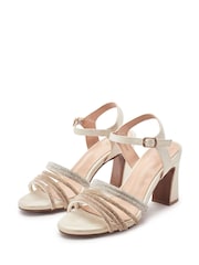 Moda in Pelle Gold Narine Strappy Hotfix Block Heel Sandals - Image 2 of 4